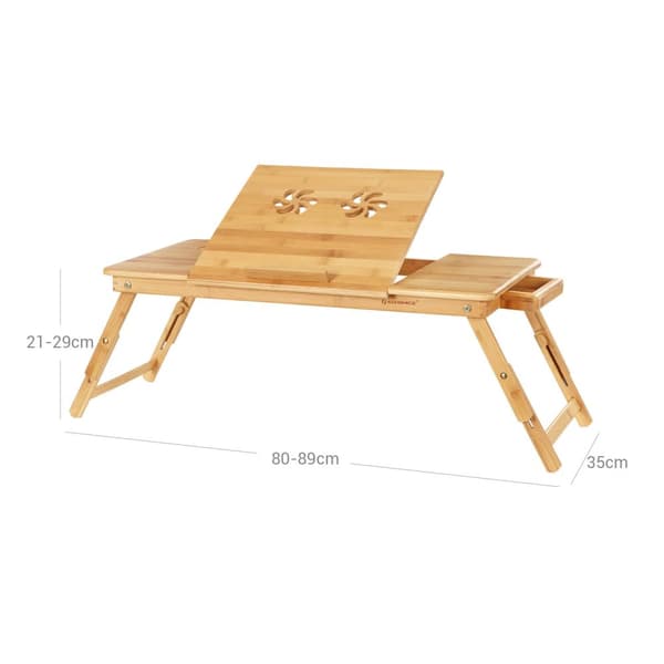 Laptop tabeljusterbar tabel top-bambus-72 x (21-29) x 35 cm