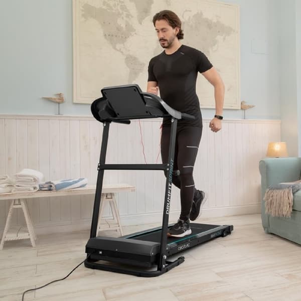 Cecotec Folding treadmill with 1200 W / 2 CV power. From 1 to 14 Km/h. 12 preset programmes. LCD control panel. 110 x 40 cm running surface. Manual t