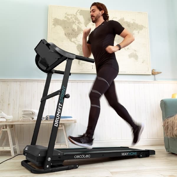 Cecotec Folding treadmill with 1200 W / 2 CV power. From 1 to 14 Km/h. 12 preset programmes. LCD control panel. 110 x 40 cm running surface. Manual t