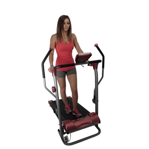 Gångmatta med arm 2 i 1 O'fitness - Räknare 5 funktioner - LCD-skärm - 8 motståndsnivåer - Med hjul