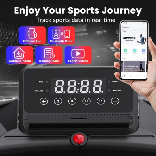 Kompakt Hopfällbart Löpband med Bluetooth Music & APP
