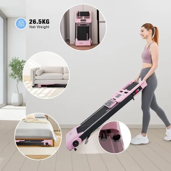 Fällbar och lutande löparband upp till 7.7%. WP9-1400W-12KM/H, APP, Bluetooth. Svart med Rosa