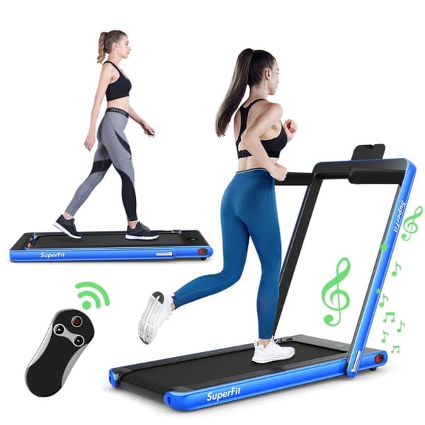 Hopfällbar löpband, 2 in 1 2,25 HK bärbar elektrisk, 133,5x68,5x12,5 cm, Blå