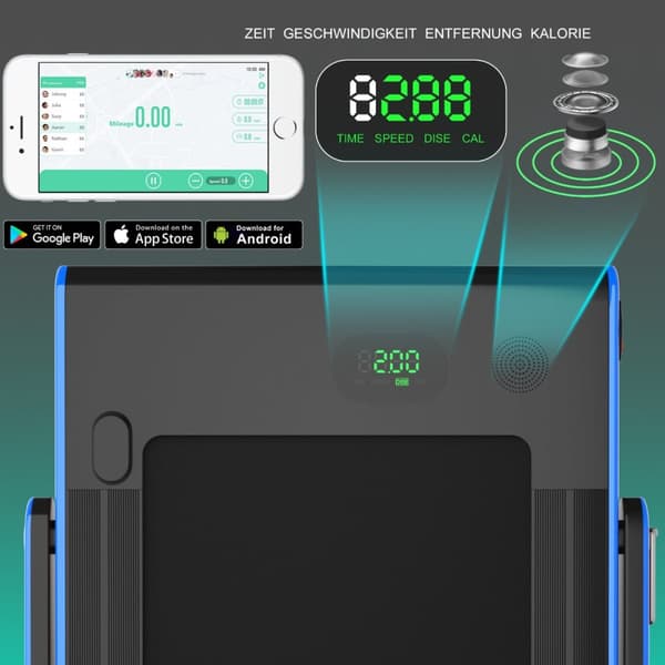 Hopfällbar löpband, 2 in 1 2,25 HK bärbar elektrisk, 133,5x68,5x12,5 cm, Blå