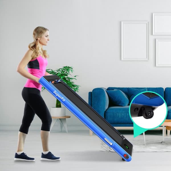 Hopfällbar löpband, 2 in 1 2,25 HK bärbar elektrisk, 133,5x68,5x12,5 cm, Blå