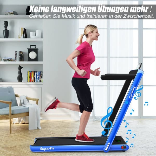 Hopfällbar löpband, 2 in 1 2,25 HK bärbar elektrisk, 133,5x68,5x12,5 cm, Blå