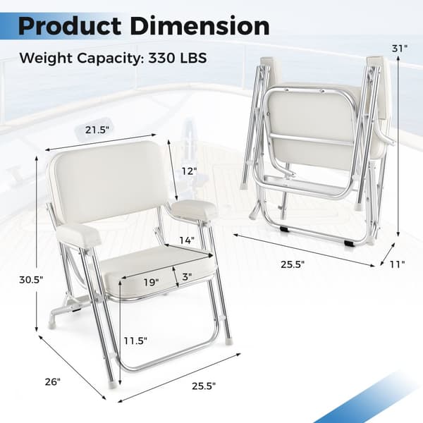 Strandstol, 26x25.5x30.5 tommer, Hvid