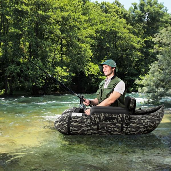 Uppblåsbar fisketub, 135x110x54 cm, kamouflage