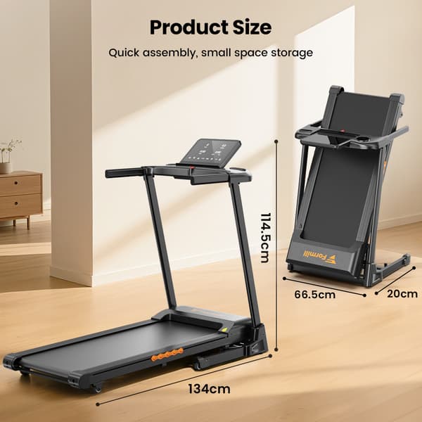 Formill FT61 Löpband 3,0 hk Hopfällbart löpband 15° lutning, 13,5 km/h, 17×43 tums rem, 300 lbs belastning