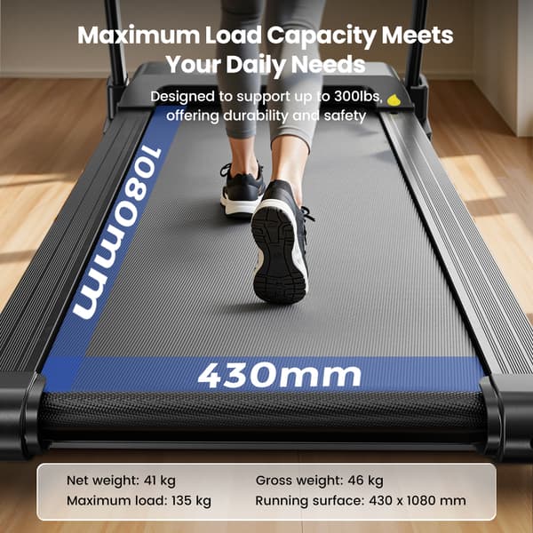 Formill FT61 Löpband 3,0 hk Hopfällbart löpband 15° lutning, 13,5 km/h, 17×43 tums rem, 300 lbs belastning