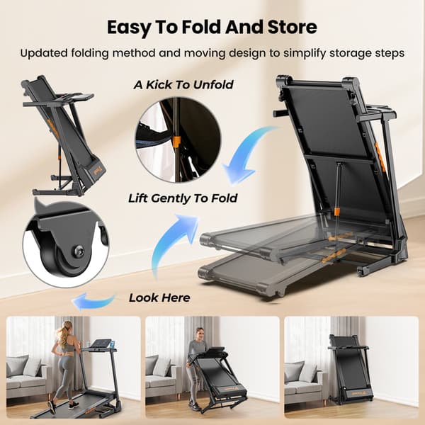 Formill FT61 Löpband 3,0 hk Hopfällbart löpband 15° lutning, 13,5 km/h, 17×43 tums rem, 300 lbs belastning