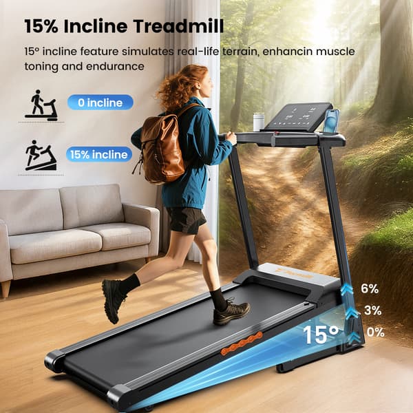 Formill FT61 Löpband 3,0 hk Hopfällbart löpband 15° lutning, 13,5 km/h, 17×43 tums rem, 300 lbs belastning