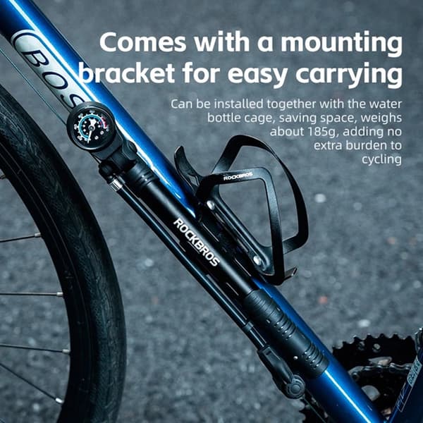 Rockbros Cykelpump med tryckmätare - Svart