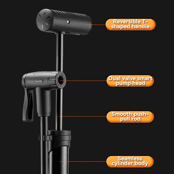 Rockbros Cykelpump med tryckmätare - Svart