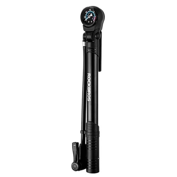 Rockbros Cykelpump med tryckmätare - Svart