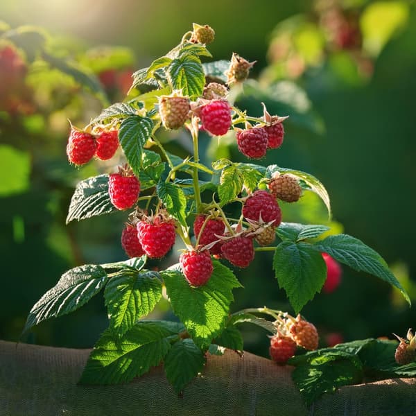 Kompakt sommerhindbær - Sæt med 2 - Rubus idaeus - Højde 50-60cm - ⌀15cm