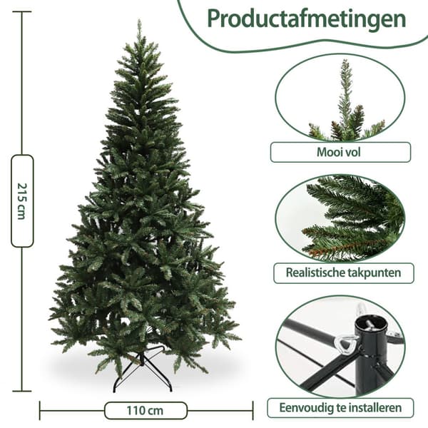 Vikingchoice 220cm Realistisk Konstgjord Julgran med 1300 PVC-barr