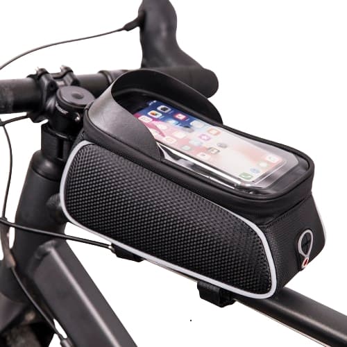 Vattentät Cykelramsväska Med Skärmad Mobilhållare - Svart