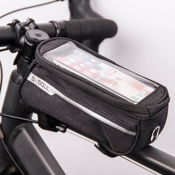 Vattentät Cykelramsväska med Mobilhållare - Svart