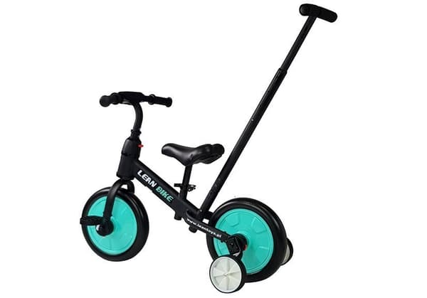 Trehjulet balancecykel med pedaler 3i1 sort og mint