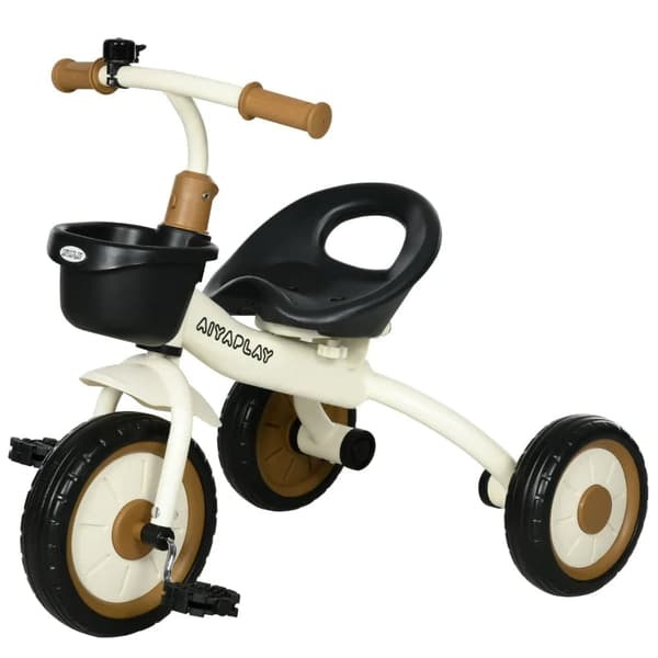 Rootz Trehjuling för barn - 2-5 år - Höjdjusterbar sits - Bell - Cykelkorg - Metallram - Vit - 70,5 cm x 50 cm x 58 cm