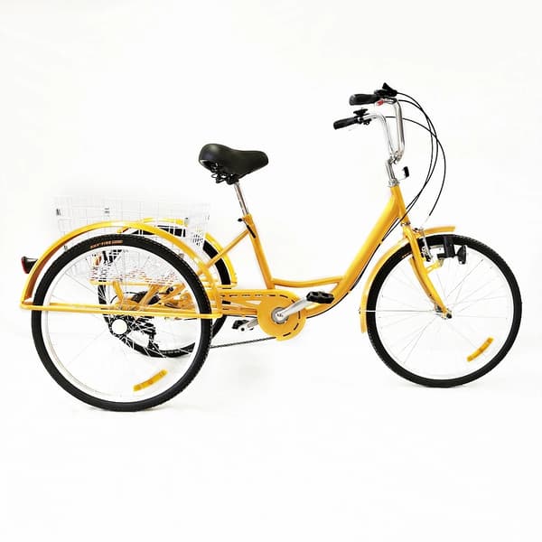 3-hjulet voksen tricycle, 6 gear, stor bagkurv,Gul