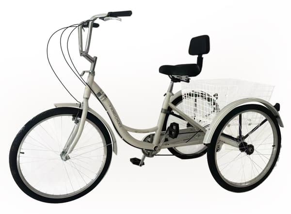 Vikingchoice Voksen Hvid Trehjulet Cykel - 7 Gear, Ekstra Balance til Rehabilitering
