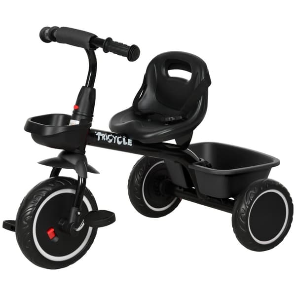 Rootz justerbar barn trehjuling - barnens rida - säkerhet trike - säkerhetsbälte - 80x48x63 cm - åldrarna 2-5 - svart