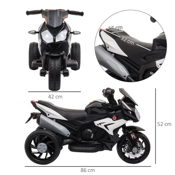 Rootz Electric Motorcykel til børn - Ride -on Toy - Child's Trike - Stability & Fun - 86 cm x 42 cm x 52 cm
