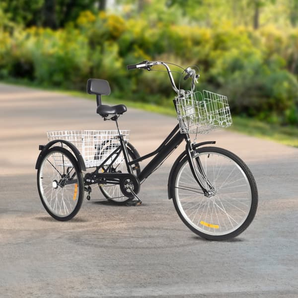 24-tommer voksen tricycle, 7-trins gear, høj belastningskapacitet, ergonomisk rygstøtte