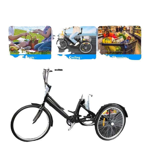24-tommer voksen tricycle, 7-trins gear, høj belastningskapacitet, ergonomisk rygstøtte