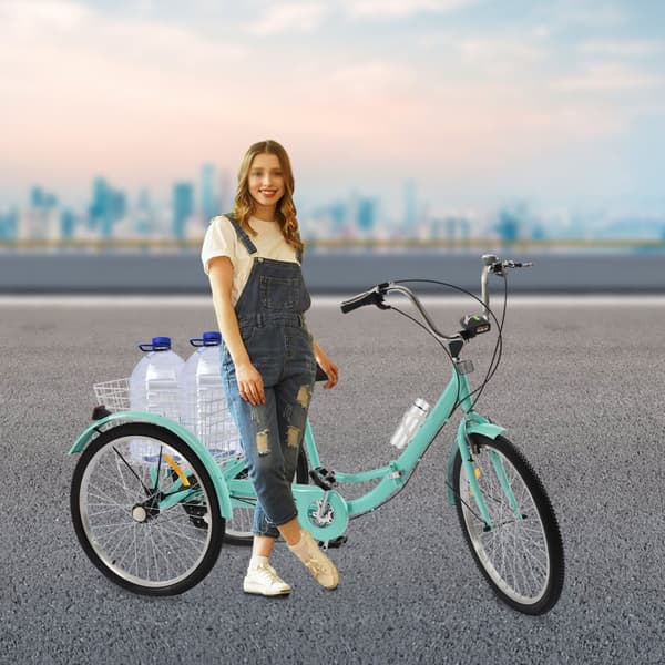 Voksen Tricycle, 24-tommer Hjul, 7-Trins Gear, Sammenklappeligt Design