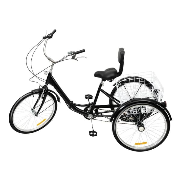 24 Tommer Tricycle, Robust Ramme i Høj-Kulstofstål, Rummelig Bagkurv,Sort