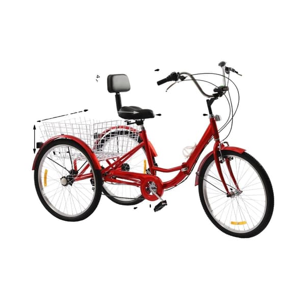 Fällbar Vuxen Trike, 7-växlad växelsystem, Stark lastkapacitet, Röd