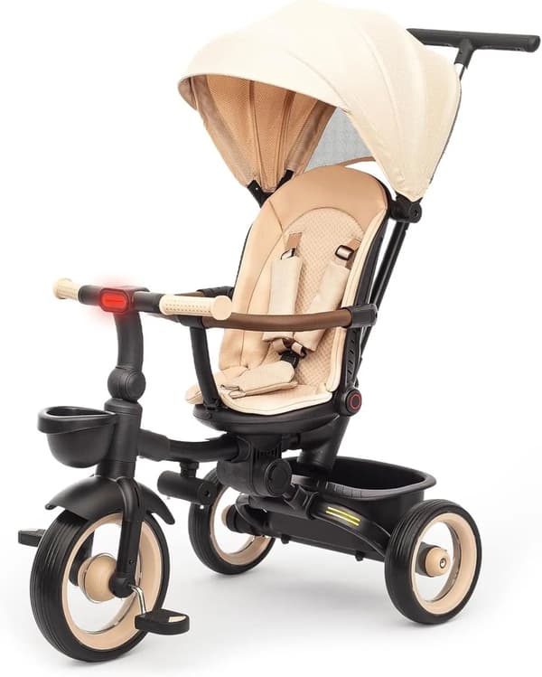 Baby Tricycle, Aftageligt Tag, 3-Punkts Sikkerhedsseler,Khaki
