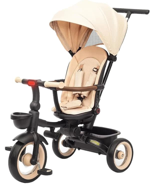 Baby Tricycle, Aftageligt Tag, 3-Punkts Sikkerhedsseler,Khaki