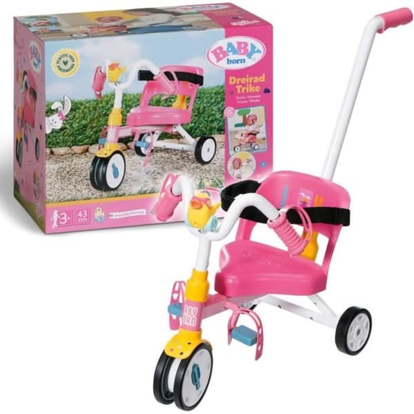 Trehjulig cykel - BABY born - 835456 - Funktionshjul - Avtagbart styre - Säkerhetsbälte