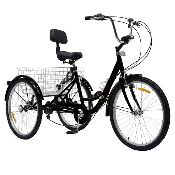 24 Tommer Voksen Tricycle, 3 Gear, Justerbar Højde,7, sort, 26*19(175-185cm)