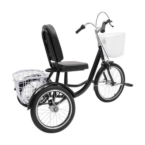 20-tommer Tricycle, Høj Belastningskapacitet, Forbedret Stabilitet,sort