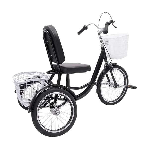 20-tommer Tricycle, Høj Belastningskapacitet, Forbedret Stabilitet,sort