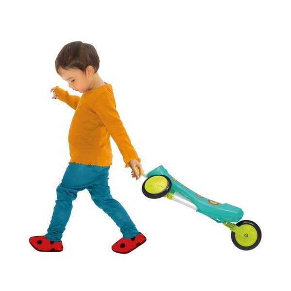 Scuttlebug XL skalbar trehjuling - MOOKIE - Blå och grön - XL hjul - Fällbar i 3 steg