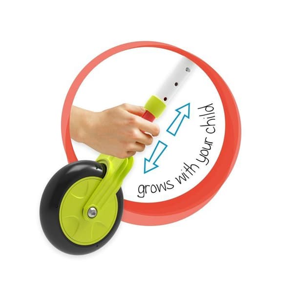 Scuttlebug XL skalbar trehjuling - MOOKIE - Blå och grön - XL hjul - Fällbar i 3 steg