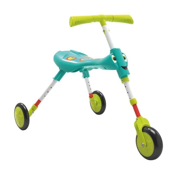 Scuttlebug XL skalbar trehjuling - MOOKIE - Blå och grön - XL hjul - Fällbar i 3 steg