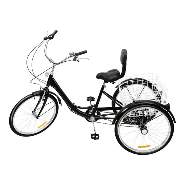 24 Tommer Tricycle, Robust Ramme i Høj-Kulstofstål, Rummelig Bagkurv,Sort