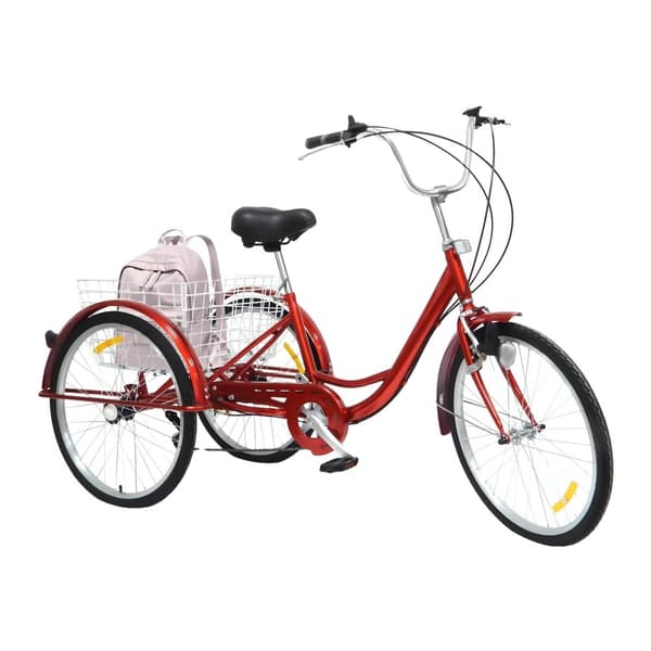Vuxen Trike, 6 Växlar, V-typ Bromssystem, Justerbart Styre,Röd