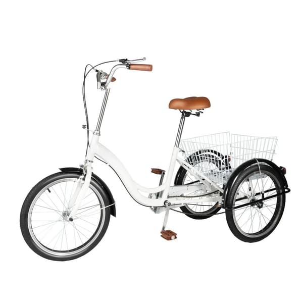 20" Tricycle, Højkapacitets Kurv, Behageligt Justerbart Sæde,Hvid
