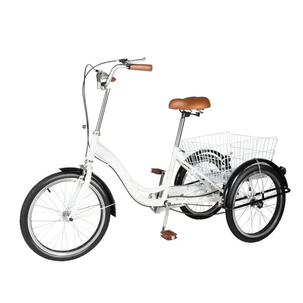 20" Tricycle, Højkapacitets Kurv, Behageligt Justerbart Sæde,Hvid