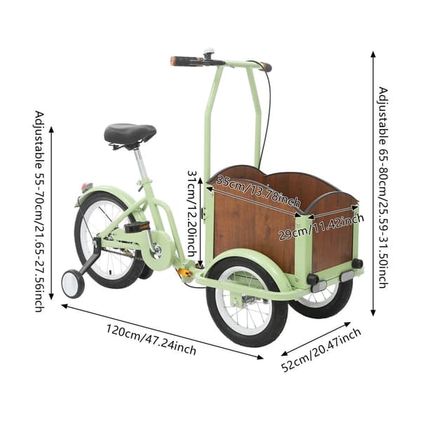 Børns Foldbare Tricycle, Justerbar Sædehøjde, Rummelig Kurv,grøn