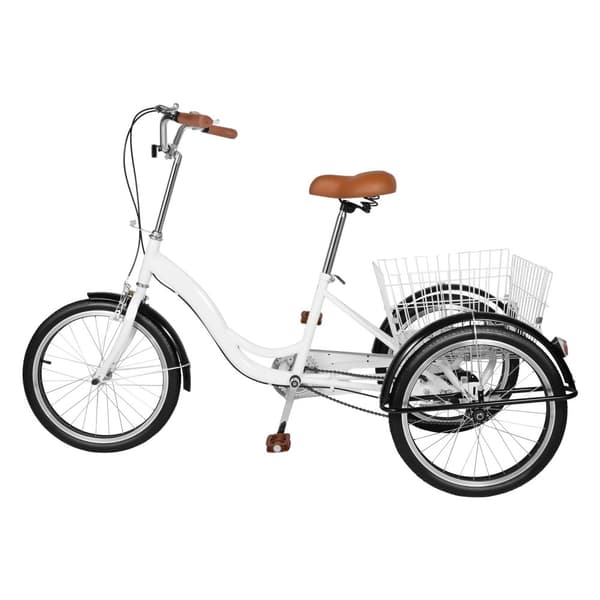 Voksen Tricycle, 20-tommer Hjul, Justerbar Højde,Hvid