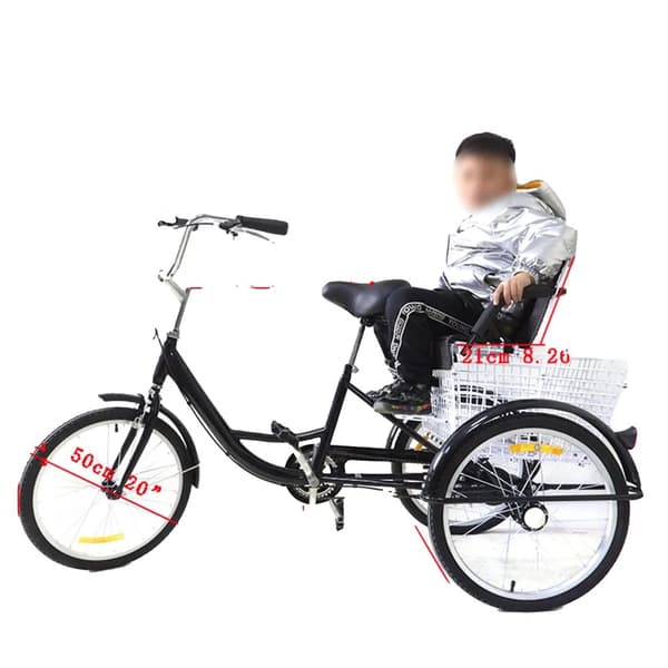 Vuxencykelcykel, Hållbar Ram av Högkolstål, Barnsäte Inkluderat,svart